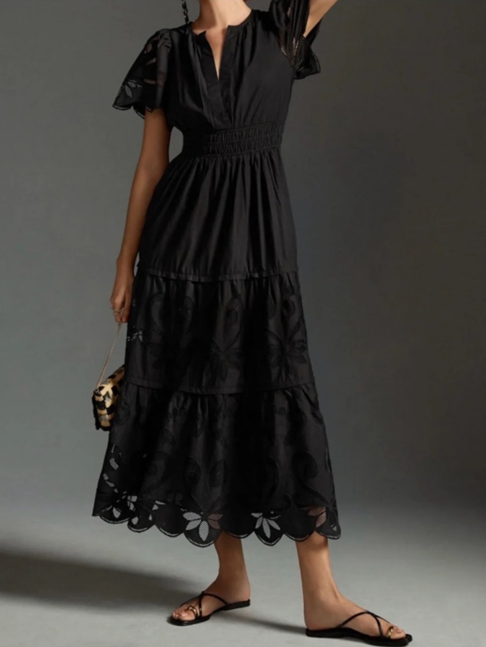 Anthropologie Black Somerset Lace Maxi Dress